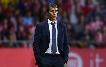 Head coach Julen Lopetegui of Real Madrid CF looks on during the La Liga match between Girona FC and Real Madrid CF at Montilivi Stadium on August 26, 2018 in Girona, Spain.
