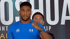 British boxer Anthony Joshua attends a press conference ahead of the heavyweight boxing rematch for the WBA, WBO, IBO and IBF titles in Jeddah on August 17, 2022. (Photo by Amer HILABI / AFP) (Photo by AMER HILABI/AFP via Getty Images)