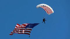 A parachuter lands in North Plains, Oregon.