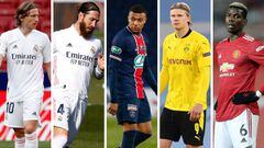 Luka Modric, Sergio Ramos, Kylian Mbapp&eacute;, Eriling Haaland y Paul Pogba.