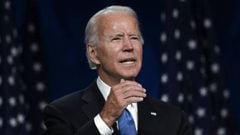 Former vice-president and Democratic presidential nominee Joe Biden accepts the Democratic Party nomination for US president during the last day of the Democratic National Convention, being held virtually amid the novel coronavirus pandemic, at the Chase 