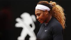 ROME, ITALY - MAY 13:  Serena Williams of the USA celebrates winning a big point during her first round match agains Rebecca Petersen of Sweden during day two of the International BNL d&#039;Italia at Foro Italico on May 13, 2019 in Rome, Italy. (Photo by