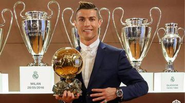 Ronaldo with the Ballon d'Or trophy
