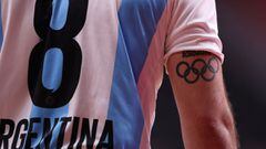 Tokyo 2020 Olympics - Handball - Men - Group A - Norway v Argentina - Yoyogi National Stadium - Tokyo, Japan - July 28, 2021. Pablo Simonet of Argentina with a tattoo of the Olympic rings on his arm REUTERS/Gonzalo Fuentes