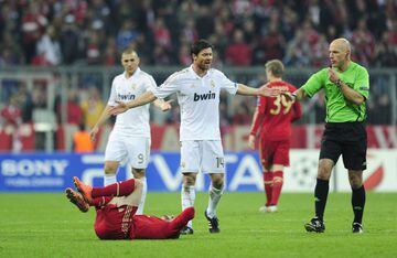 In 129 Champions League matches for Real Sociedad, Liverpool, Real Madrid and Bayern Munich, Xabi Alonso accrued 34 cards, all of which were yellow. They twice led to sendings-off for two bookable offences.