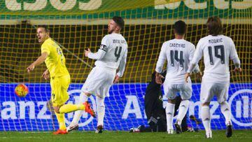 Soldado scoring in Villarreal's 1-0 win over Madrid last season.