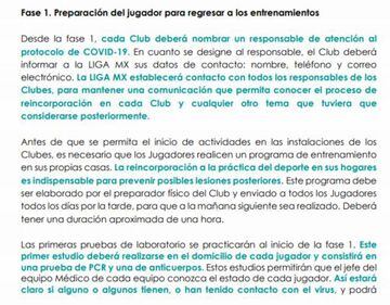 Liga MX revela protocolo para regresar a la actividad