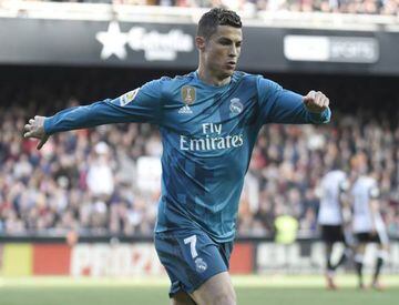 Real Madrid's Portuguese forward Cristiano Ronaldo celebrates his second goal.