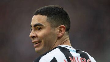 NEWCASTLE UPON TYNE, ENGLAND - OCTOBER 29: Miguel Almiron of Newcastle United during the Premier League match between Newcastle United and Aston Villa at St. James Park on October 29, 2022 in Newcastle upon Tyne, United Kingdom. (Photo by Visionhaus/Getty Images)