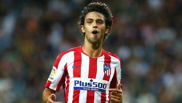 Joao Felix of Atletico Madrid celebrates scoring a goal to make the score 1-0 during the International Champions Cup match between Atletico Madrid and Juventus on August 10, 2019 in Stockholm, Sweden.