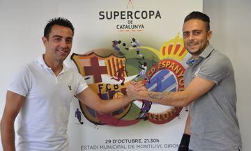 Xavi y Sergio García, en la previa de la Supercopa de Catalunya de 2014.