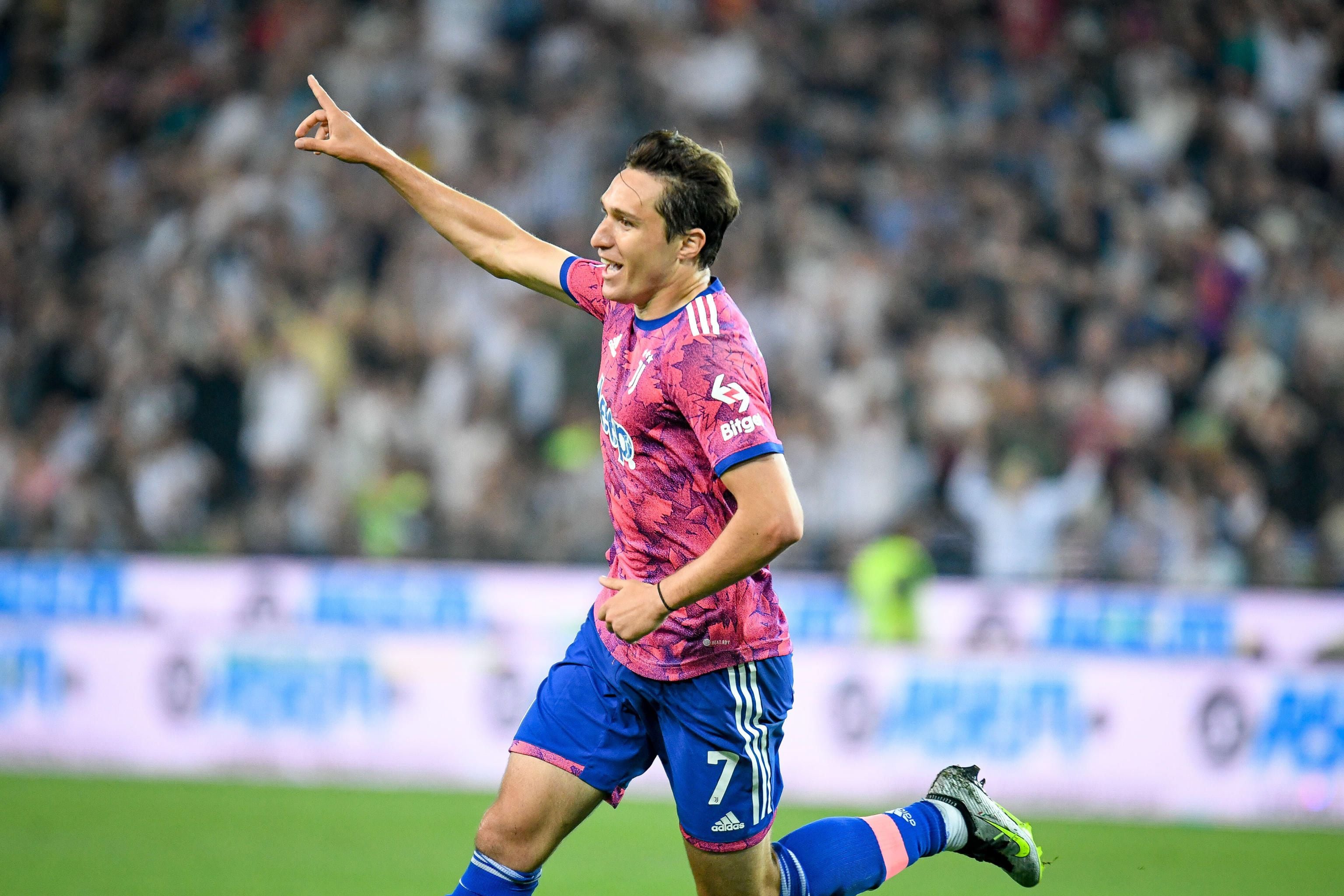 Udine (Italy), 04/06/2023.- Juventus's Federico Chiesa celebrates after scoring the 0-1 goal during the Italian Serie A soccer match between Udinese Calcio and Juventus FC in Udine, Italy, 04 June 2023. (Italia) EFE/EPA/ETTORE GRIFFONI
