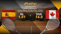 Carlos Alcaraz vs. Denis Shapovalov: horario, TV, estadísticas y pronósticos de Roland Garros 2023