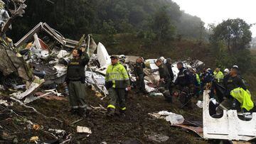 Operaciones de rescate del accidente aereo del vuelo que transportaba al Chapecoense.