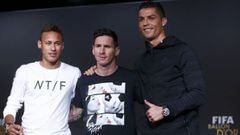Neymar, Messi y Cristiano, en e Bal&oacute;n de Oro 2015