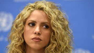 Shakira en una rueda de prensa de Naciones Unidas en Nueva York como embajadora de UNICEF el 22 de septiembre de 2015.