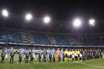 The two teams line up within an intense San Paolo atmosphere