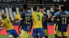 Im&aacute;genes de la derrota 2-1 de Colombia ante Brasil por la fecha 4 de la fase de grupos de la Copa Am&eacute;rica 2021. D&iacute;az, Firmino y Casemiro, los goles.