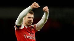 FILE PHOTO: Soccer Football - Premier League - Arsenal v Fulham - Emirates Stadium, London, Britain - January 1, 2019  Arsenal&#039;s Aaron Ramsey celebrates after the match               Action Images via Reuters/John Sibley  EDITORIAL USE ONLY. No use w