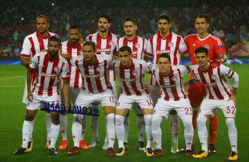 Olympiacos's line-up.