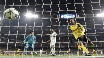 Aubameyang celebr&oacute; as&iacute; su gol al Madrid.