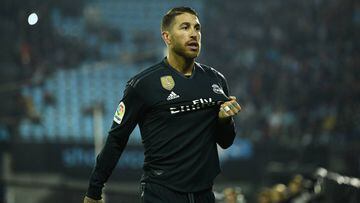 Sergio Ramos celebra su gol de penalti al Celta. 