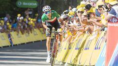Fabio Aru asciende la &uacute;ltima rampa de La Planche des Belles Filles en la quinta etapa del Tour de Francia 2017.