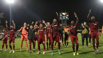 El Cluj celebra su victoria ante la Lazio en la Europa League. 
