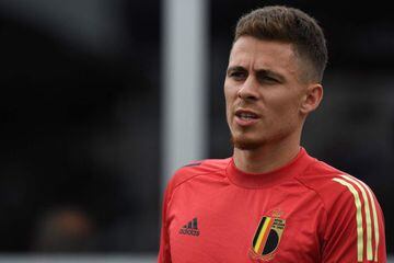 Belgium's midfielder Thorgan Hazard leaves at the end of a press conference at the team's base camp at the Belgian National Football Centre in Tubize on June 29, 2021 during the UEFA EURO 2020 competition. (Photo by JOHN THYS / AFP)