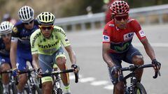 Nairo Quintana y Alberto Contador, al frente del grupo de escapados.