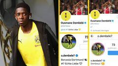 Ousmane Dembel&eacute; y sus perfiles de redes sociales.