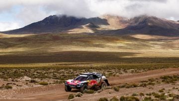 UNSPECIFIED, UNSPECIFIED - JANUARY 11:  Carlos Sainz of Spain and Peugeot Total drives with co-driver Lucas Cruz of Spain in the 3008 DKR Peugeot car in the Classe : T1.4 2 Roues Motrices, Diesel during stage six of the 2018 Dakar Rally between Arequipa, Peru and La Paz, Bolivia on January 11, 2018 at an unspecified location.  (Photo by Dan Istitene/Getty Images)