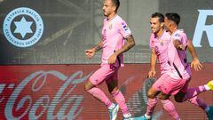 Joselu celebra el gol anotado en Balaídos contra el Celta.