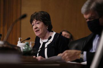 Sen. Susan Collins (R-ME) questions Avril Haines during her confirmation hearing before the Senate Intelligence Committee.