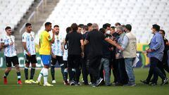 The World Cup qualifier at the Arena Corinthians last September was called off due to covid protocols.