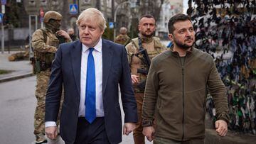 El primer ministro brit&aacute;nico, Boris Johnson, y el presidente de Ucrania, Volodimir Zelenski.
