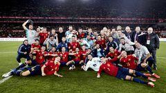  La selección española celebra la clasificación para el Mundial de Qatar 2022.


