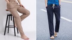 Este pantalón de lino para hombre está disponible en varios colores.