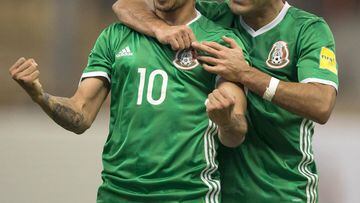 Jesus Corona celebrates after scoring the second goal.