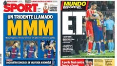 Portadas de los diarios Sport y Mundo Deportivo del d&iacute;a 14 de septiembre de 2017.