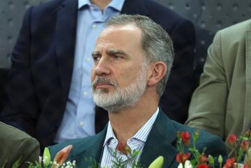 Felipe VI de España durante el encuentro entre Nadal y De Minaur durante el Mutua Madrid Open.