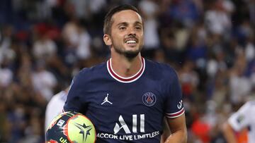 Pablo Sarabia, tras marcar ante el Estrasbourgo.
