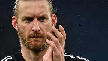 Fulham's US defender Tim Ream applauds at the end of the English FA Cup fourth round football match between Manchester City and Fulham at the Etihad Stadium in Manchester, north west England, on February 5, 2022. (Photo by Paul ELLIS / AFP) / RESTRICTED TO EDITORIAL USE. No use with unauthorized audio, video, data, fixture lists, club/league logos or 'live' services. Online in-match use limited to 120 images. An additional 40 images may be used in extra time. No video emulation. Social media in-match use limited to 120 images. An additional 40 images may be used in extra time. No use in betting publications, games or single club/league/player publications. /
