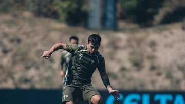 Fran Beltrán durante un entrenamiento del Celta.