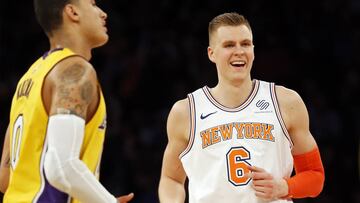 Lonzo brilla (17+8+6) y Porzingis gana (37+11+5) en la prórroga un Knicks-Lakers espectacular