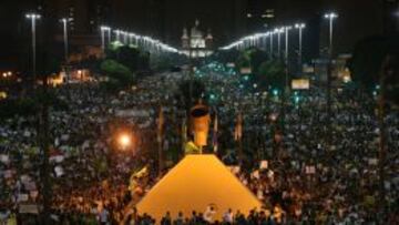 Manifestantes durante una protesta para exigir mejores servicios p&uacute;blicos el 20 de junio en R&iacute;o de Janeiro.