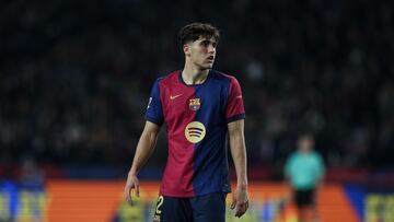 Pau Cubarsi of FC Barcelona participates in the La Liga EA Sports 2024/25 match between FC Barcelona and Rayo Vallecano at Stadium Lluis Companys in Barcelona, Spain, on February 17, 2025. (Photo by Gongora/NurPhoto via Getty Images)
