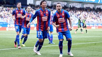 Orellana celebra el gol del Eibar.