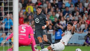 Aug 10, 2022; Saint Paul, MN, USA; MLS forward Brandon Vazquez (19) of FC Cincinnati passes the ball against Liga MX during the first half the 2022 MLS All-Star Game at Allianz Field. Mandatory Credit: Brad Rempel-USA TODAY Sports