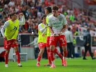 Tomas Badaloni celebrates his goal 3-0 of Necaxa during the 12th round match between Necaxa and Tijuana as part of the Liga BBVA MX Varonil, Torneo Clausura 2026 at Victoria Stadium, on March 20, 2026 in Aguascalientes, Mexico.